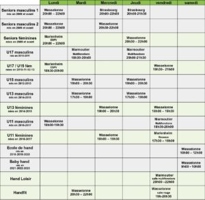 Planning entraînement 26-27